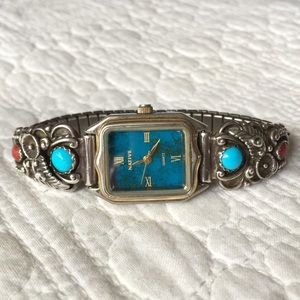 Vintage Native watch - sterling silver/turquoise